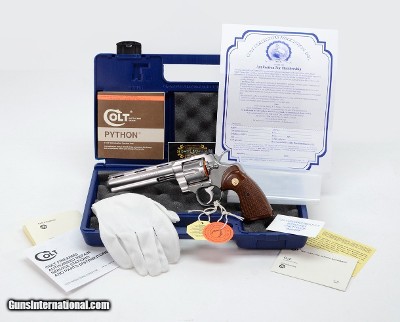 Colt Python .357 Mag. 6 Inch Satin Stainless. Like New Condition. DOM 1982