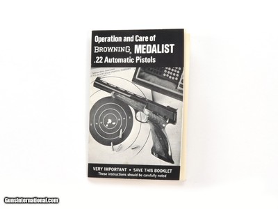 Browning Medalist .22 Automatic Pistols Vintage Manual NOS