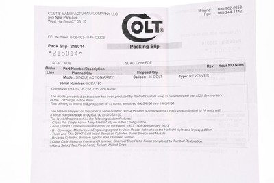 Colt SAA 150th Anniversary Tier 1 .45 Colt 7.5