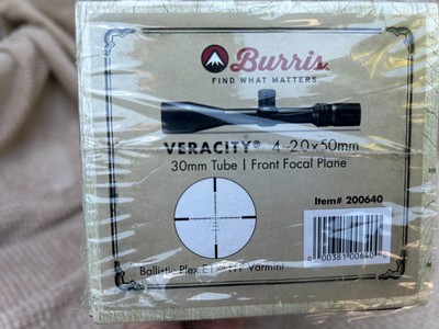 Burris Veracity 4 20X50mm First Focal Plane with 30MM main tube with Ballistic Plex E1 Reticle with original box and paperwork.