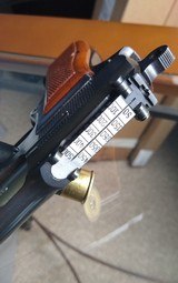 Browning Hi Power, Rare Belgian T-Series Tangent Sight with red backed grips.Near 100% with original pouch. - 14 of 15