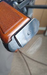 Browning Hi Power, Rare Belgian T-Series Tangent Sight with red backed grips.Near 100% with original pouch. - 7 of 15