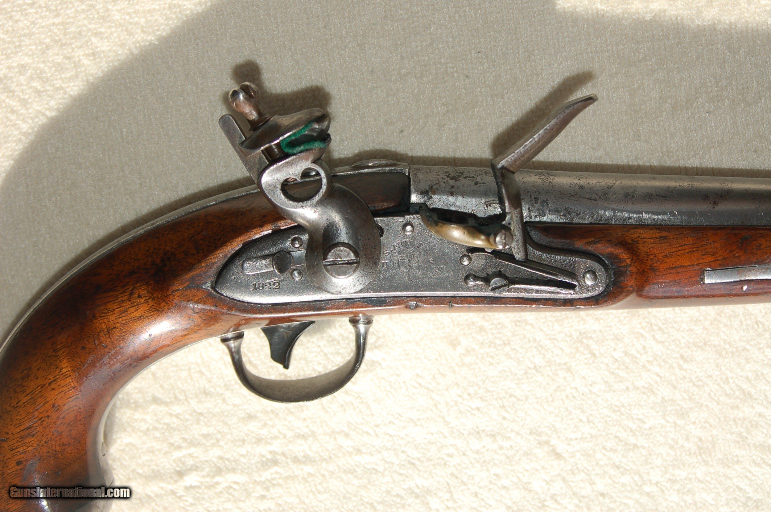 1822 Simeon North .54 caliber flintlock pistol