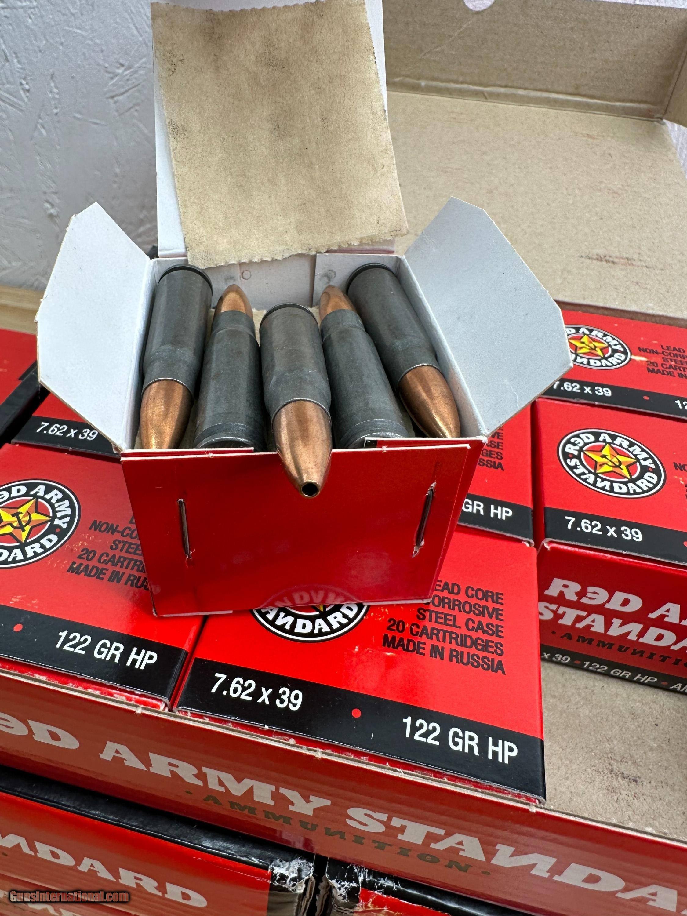 900 rounds Red Army Standard 7.62x39 Lead core Hollow points