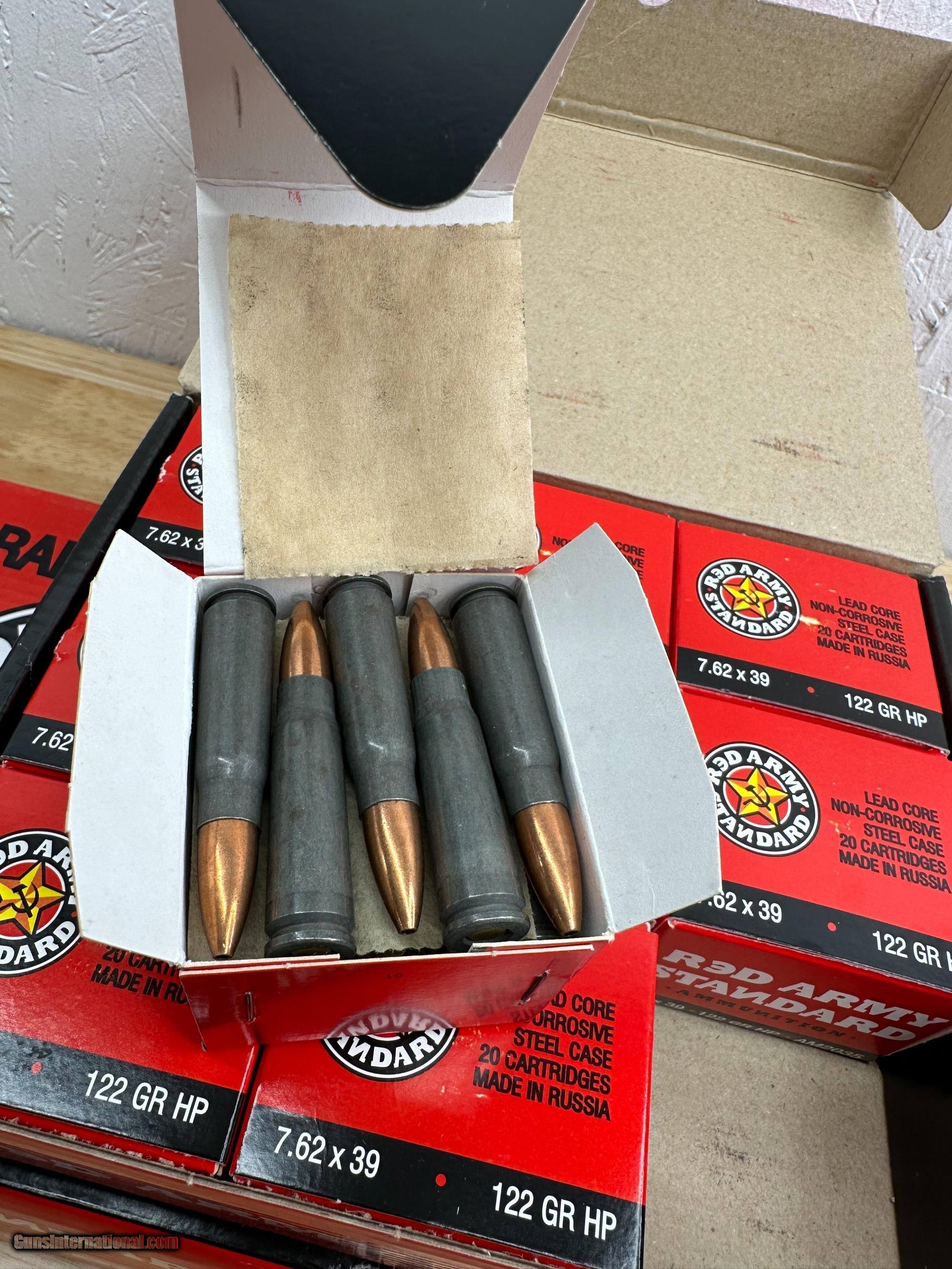 900 rounds Red Army Standard 7.62x39 Lead core Hollow points