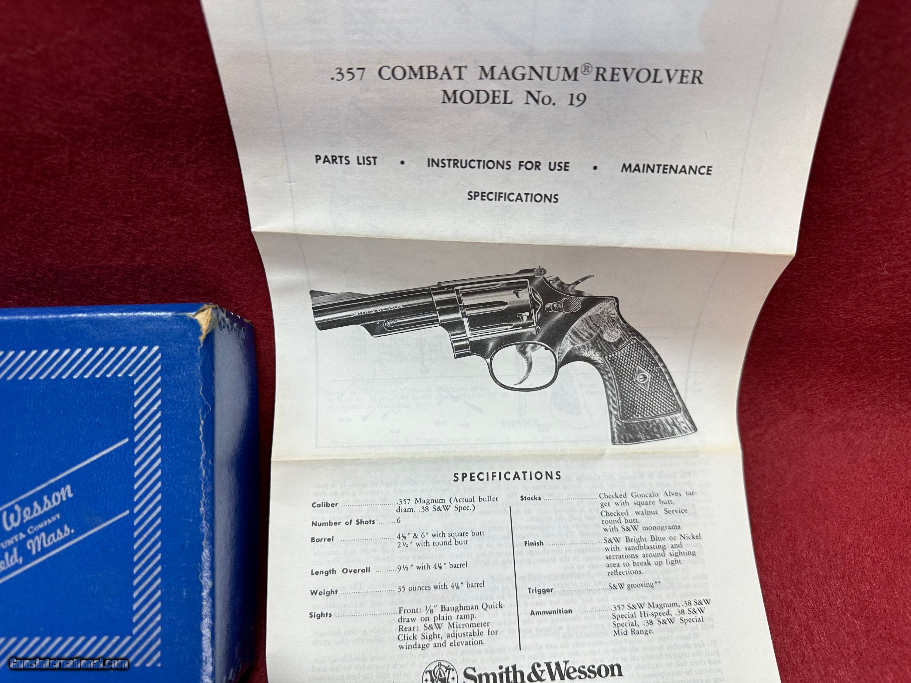 Excellent Smith & Wesson 194 Combat Magnum 1980 With Box and Papers
