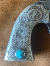 Colt Bisley .38 with RARE Mark Chee Solid Silver Grips- Manuf. 1911 - 2 of 11