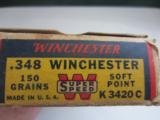 WINCHESTER SUPER SPEED 348 WINCHESTER AMMO - 2 of 4