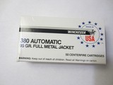 WINCHESTER 380 AUTO 95 GRAIN FMJ 50 ROUNDS - 1 of 2