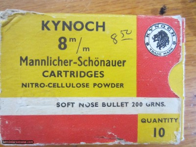 KYNOCH 8MM MANNLICHER- SCHONAUER BOX OF TEN