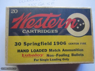 WESTERN SPRINGFIELD 1906 MATCH AMMO