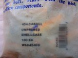 WINCHESTER FACTORY NEW BRASS 454 CASULL UNPRIME BRASS100 PER BAG - 1 of 2