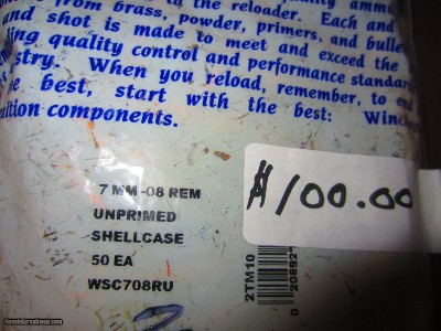 Winchester Metallic Components Unprimed 7mm-08 50 count