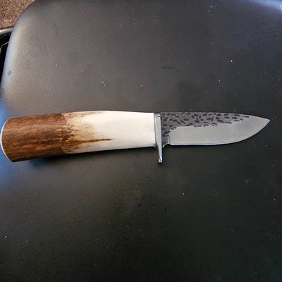 Custom Caribou Creek Knives HHandmade Fixed Blade – Hammered Finish - Image 1 of 8