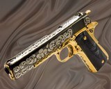 CHARLES DALY - 24K Gold & Black Chrome Plated 1911 - SKULLS & SCROLLS Engraved - 4 of 6