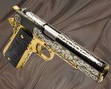 CHARLES DALY - 24K Gold & Black Chrome Plated 1911 - SKULLS & SCROLLS Engraved - 1 of 6