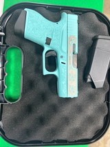 GLOCK 43 g43 engraved rose tiffany blue glui4350201grp 9MM LUGER (9X19 PARA) - 3 of 3