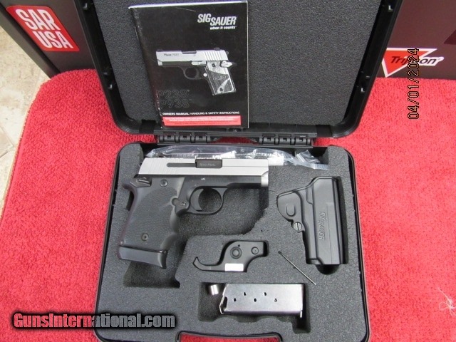 SIG SAUER Sig P938 Pistol 938-9-NBS13, 9mm, 3 in, Black Rubber Grip ...