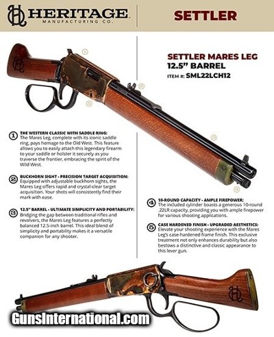HERITAGE MFG. SETTLER MARE‚S LEG .22 LR