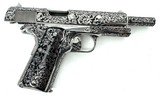 COLT 1911 GOVERNMENT 38 SUPER ENGRAVING W/GOLD BORDERED SLIDE CUSTOM SHOP .38 SUPER - 2 of 3