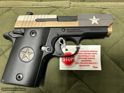 SIG SAUER SIG 938 TEXAS FLAG MOIDEL 9MM LUGER (9X19 PARA)