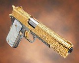 TRISTAR ARMS INC. Custom: 1911 - 38 Super - 24K Gold - Skulls & Scrolls Engraved .38 SUPER - 1 of 3