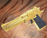 MAGNUM RESEARCH RARE DESERT EAGLE, MK XIX, 50AE, 24K GOLD, "SCROLL ENGRAVING" DESIGN .50 AE - 2 of 3