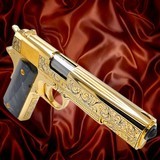 ROCK ISLAND ARMORY Customized 1911, 9mm, 24K Gold, Deep English Scrolls Engraved - RARE 9MM LUGER (9X19 PARA) - 1 of 3