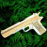 COLT CUSTOMIZED: 1911 - 45ACP- 24K GOLD - Skulls & Scrolls Design Engraved .45 ACP - 2 of 3