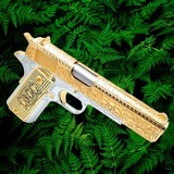 COLT CUSTOMIZED: 1911 - 45ACP- 24K GOLD - Skulls & Scrolls Design Engraved .45 ACP - 1 of 3