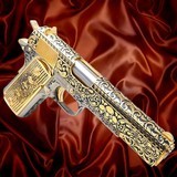 COLT CUSTOMIZED: 1911 - 45ACP- 24K GOLD - Skulls & Scrolls Design Engraved .45 ACP - 1 of 3