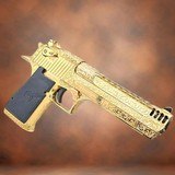 MAGNUM RESEARCH DESERT EAGLE, MK XIX, 50AE, 24K GOLD, "SCROLL ENGRAVING" Design *RARE* .50 AE