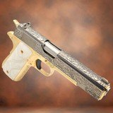SPRINGFIELD ARMORY 1911 Mil-Spec, 45ACP, 24K Gold, French Scrolls Engraved .45 ACP - 1 of 3