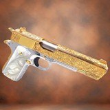 SPRINGFIELD ARMORY Custom: 1911 Mil-Spec, 45ACP, 24K Gold, French Scrolls Engraved .45 ACP - 1 of 3