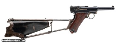 DWM VERY RARE 1902 AMERICAN EAGLE FAT BARREL WITH IDEAL SHOULDER STOCK 9MM LUGER (9x19 PARA)