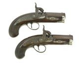 HENRY BEAUTIFUL PAIR OF EARLY SILVER MOUNTED HENRY DERRINGER PISTOLS .45 CAL BP