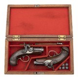 EVANS ARMS BEAUTIFUL CASED SET OF EVANS PEANUT SIZE DERRINGERS .50 CALIBER