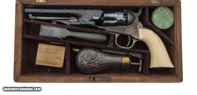 COLT BEAUTIFUL PRESENTATION FACTORY ENGRAVED CASED COLT 1862 POLICE .36 CAL