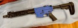 ANDERSON MANUFACTURING Keymod Free Float Blue Cerakote SBA3 Braced AM15 .300 AAC BLACKOUT - 1 of 3