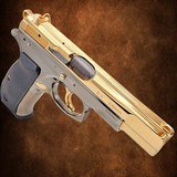 CZ Customized CZ 75BD, 4.60 inch, 9mm, 24K Gold & Black Chrome 9MM LUGER (9x19 PARA) - 2 of 3