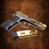CZ Customized CZ 75BD, 4.60 inch, 9mm, 24K Gold & Black Chrome 9MM LUGER (9x19 PARA) - 1 of 3