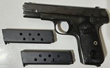 COLT 1908 Pocket Hammerless M1908 TYPE III 7+1 two mags MFG 1921 .380 ACP - 1 of 3