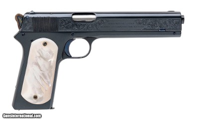 COLT ENGRAVED COLT 1902 MILITARY W/PEARL GRIPS .38 ACP