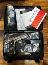 BERETTA 80x ENGRAVED high polished nickel & 24k Gold .380 ACP - 1 of 3