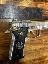 BERETTA 80x ENGRAVED high polished nickel & 24k Gold .380 ACP - 2 of 3