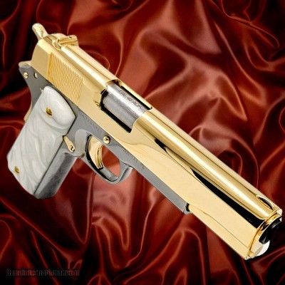 ROCK ISLAND ARMORY 1911 GI FS - 45ACP- 24K GOLD & BLACK CHROME PLATED .45 ACP