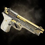 BERETTA Unique: Beretta 92FS, French Scroll Engraving, Black Chrome & 24K Gold 9MM LUGER (9x19 PARA) - 1 of 3