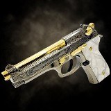 BERETTA Unique: Beretta 92FS, French Scroll Engraving, Black Chrome & 24K Gold 9MM LUGER (9x19 PARA) - 3 of 3