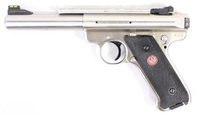 RUGER RUGER MK III TARGET 5.5" BARREL STAINLESS STEEL W/ BOX & RAIL .22 LR