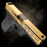 GLOCK Glock 17 - Gen 3 - Customized, 9mm, 24K GOLD, "MAYAN AZTEC" Engraved 9MM LUGER (9x19 PARA)